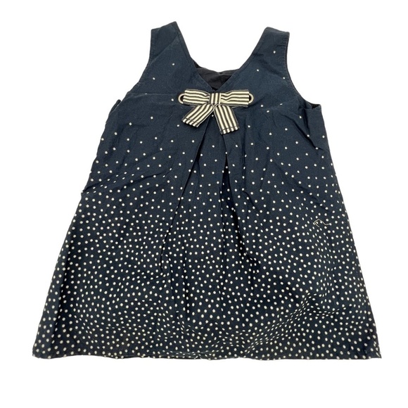Nautica Blue White Polka Dot Lined Dress Size 5 Little Girl's - Picture 3 of 6